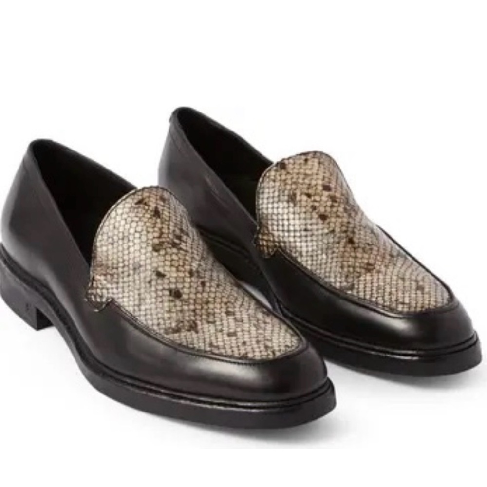 John Varvatos Leather Loafer With Python Eu 43.5 … - image 1
